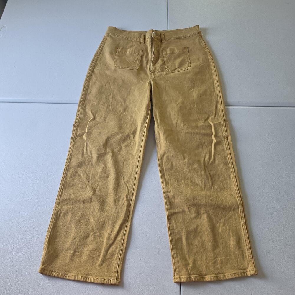 Madewell Pants Womens 31 Yellow Twill Wide Leg Chino Utility Pockets